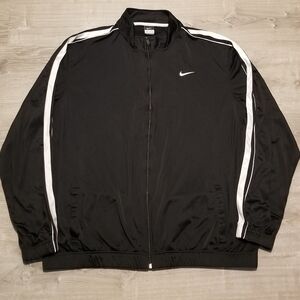 Vintage 90s Y2K Nike Men's Black with White Stripes Track Jacket Size 3XLT